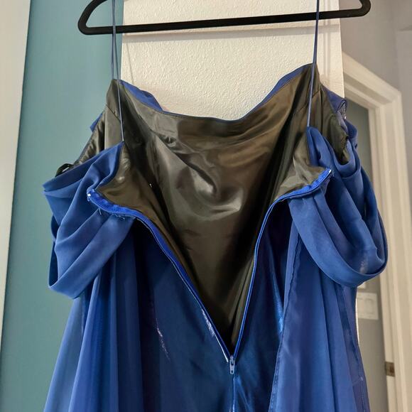 Eureka size 18 Blue Iridescent Cowl Neck Gown Dress Special Occasion Prom MOB - Picture 10 of 12